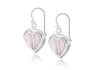 Sterling Silver Pink Mother of Pearl Heart Drop Earrings