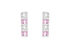 Sterling Silver Pink & White Square Zirconia Drop Earrings 