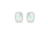 Sterling Silver Opal and White Zirconia Halo Stud Earrings