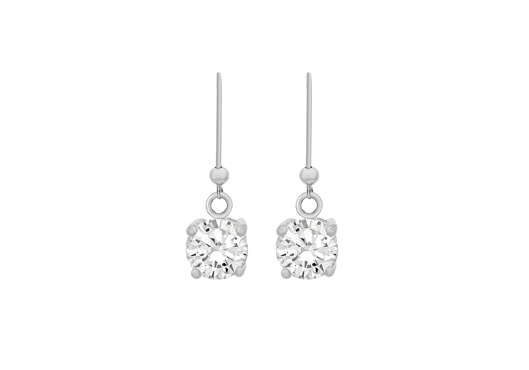 Sterling Silver Zirconia  Stone Set Round Drop Earrings