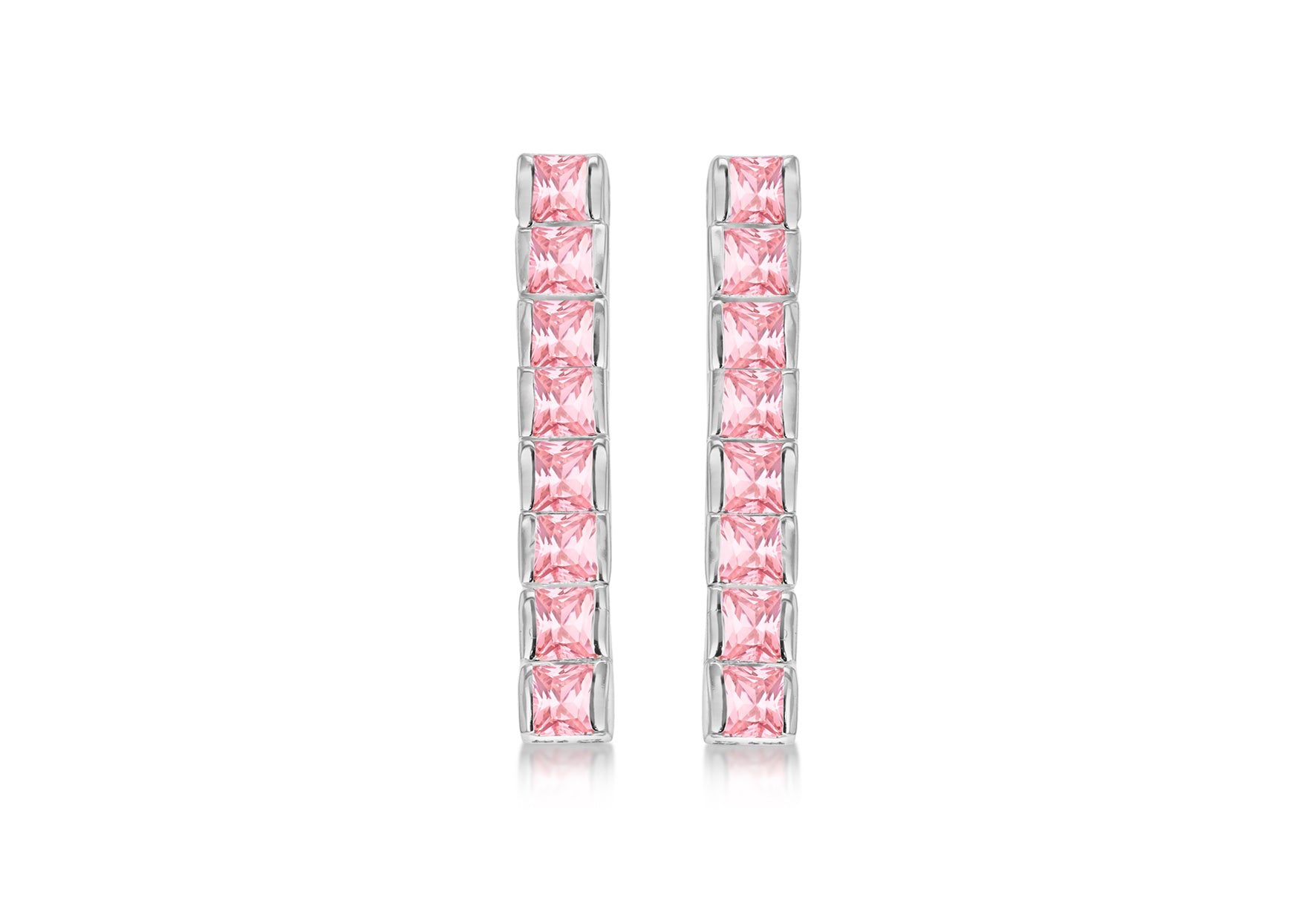 SILVER PINK 8Zirconia  TENNIS DROP ER9