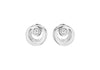 Sterling Silver Zirconia  Double Circle Stud Earrings