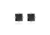 Sterling Silver Black Square Zirconia  Set Stud Earrings