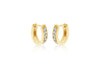 Sterling Silver Yellow Gold Plated Zirconia  Set Lever Bak Hoop Earrings