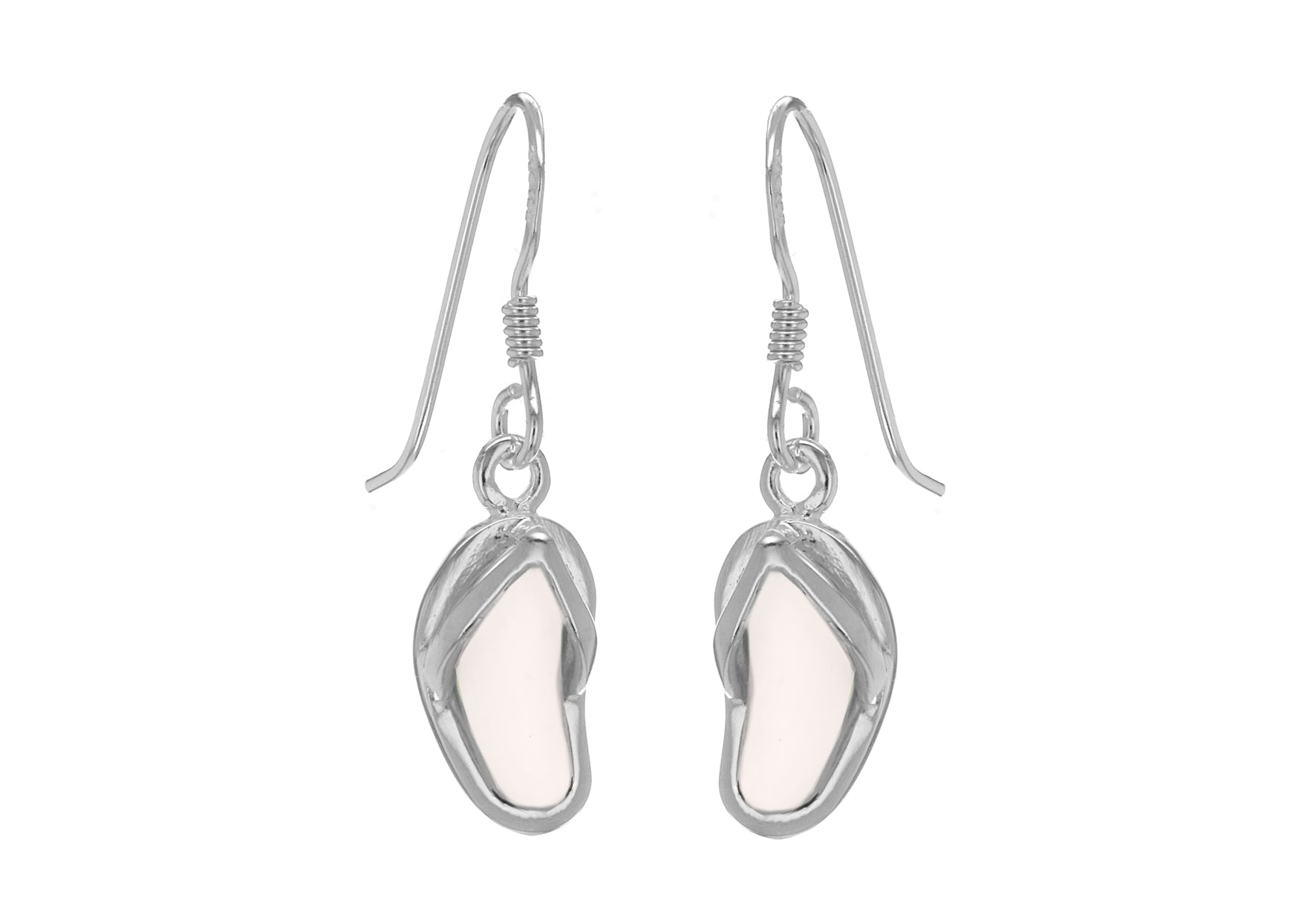 Sterling Silver Mother of Pearl Flip Flop Drop Earrings