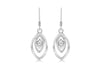 Sterling Silver Zirconia  Double Ellipse Drop Earrings