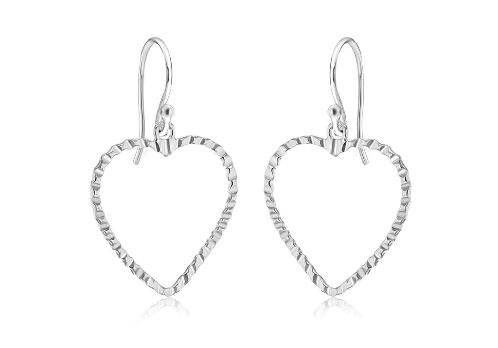 SILVER Fancy  HEART DROP E/Ring