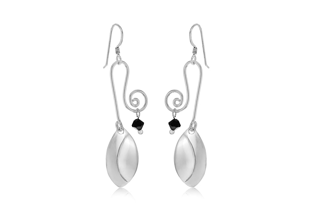 Sterling Silver & Black Onyx Tear SwCircler Earrings