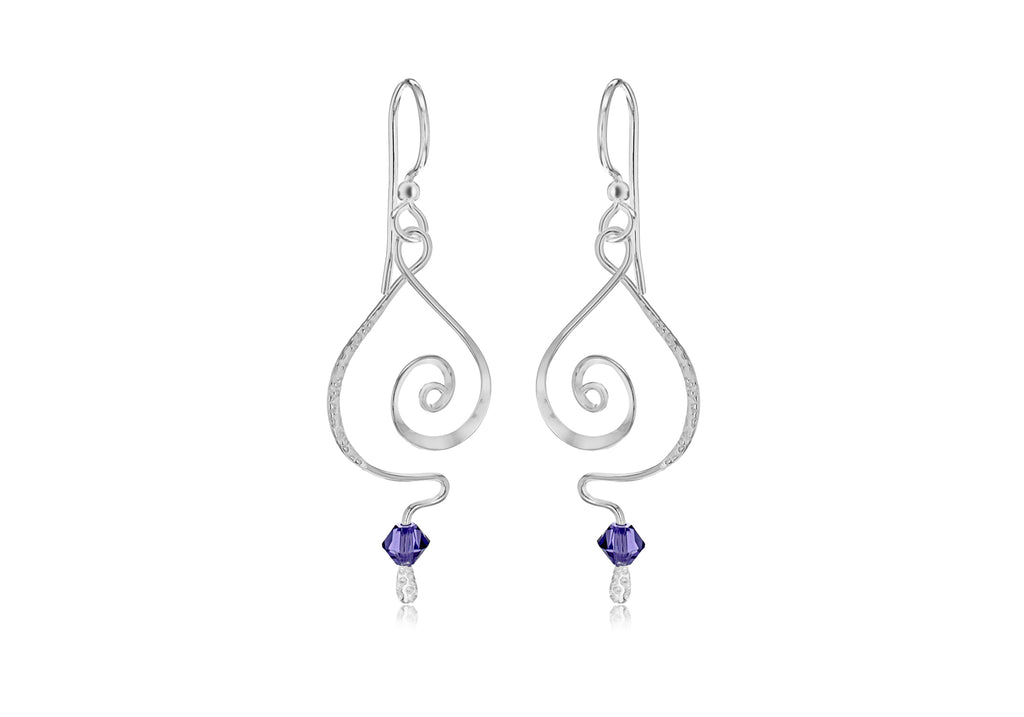 Sterling Silver Tanzanite Crystal Drop Earrings