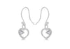Sterling Silver Open Heart Zirconia  Set Drop Earrings