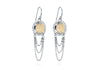 Sterling Silver Rhodium Plated Ivory Coloured Stone Graduated Chain Drop Earrings