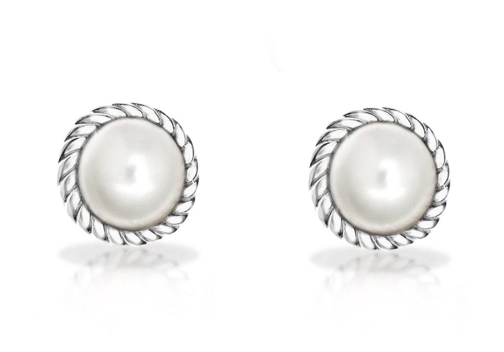 Sterling Silver and Pearl June Birthstone Stud Earrings