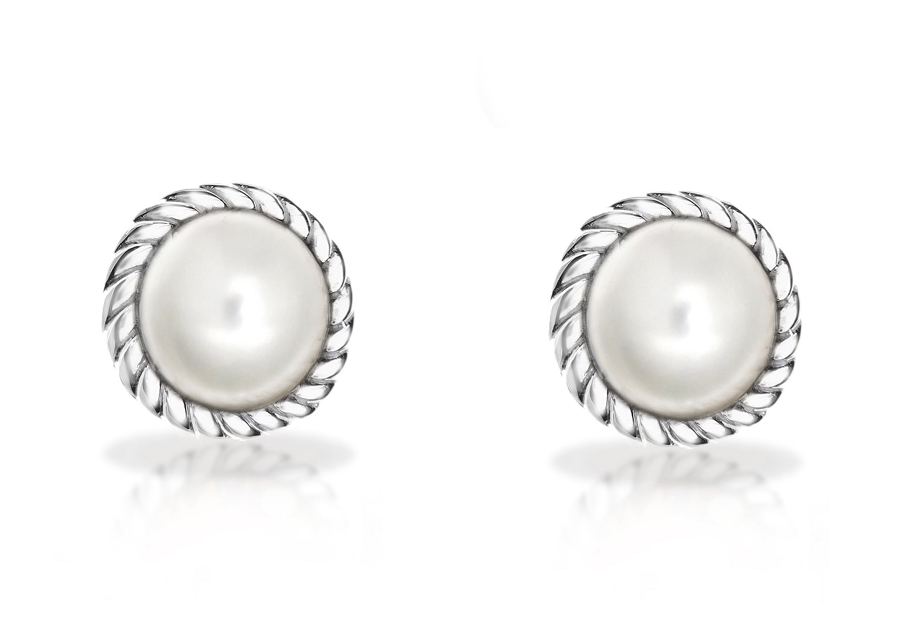 Sterling Silver and Pearl June Birthstone Stud Earrings