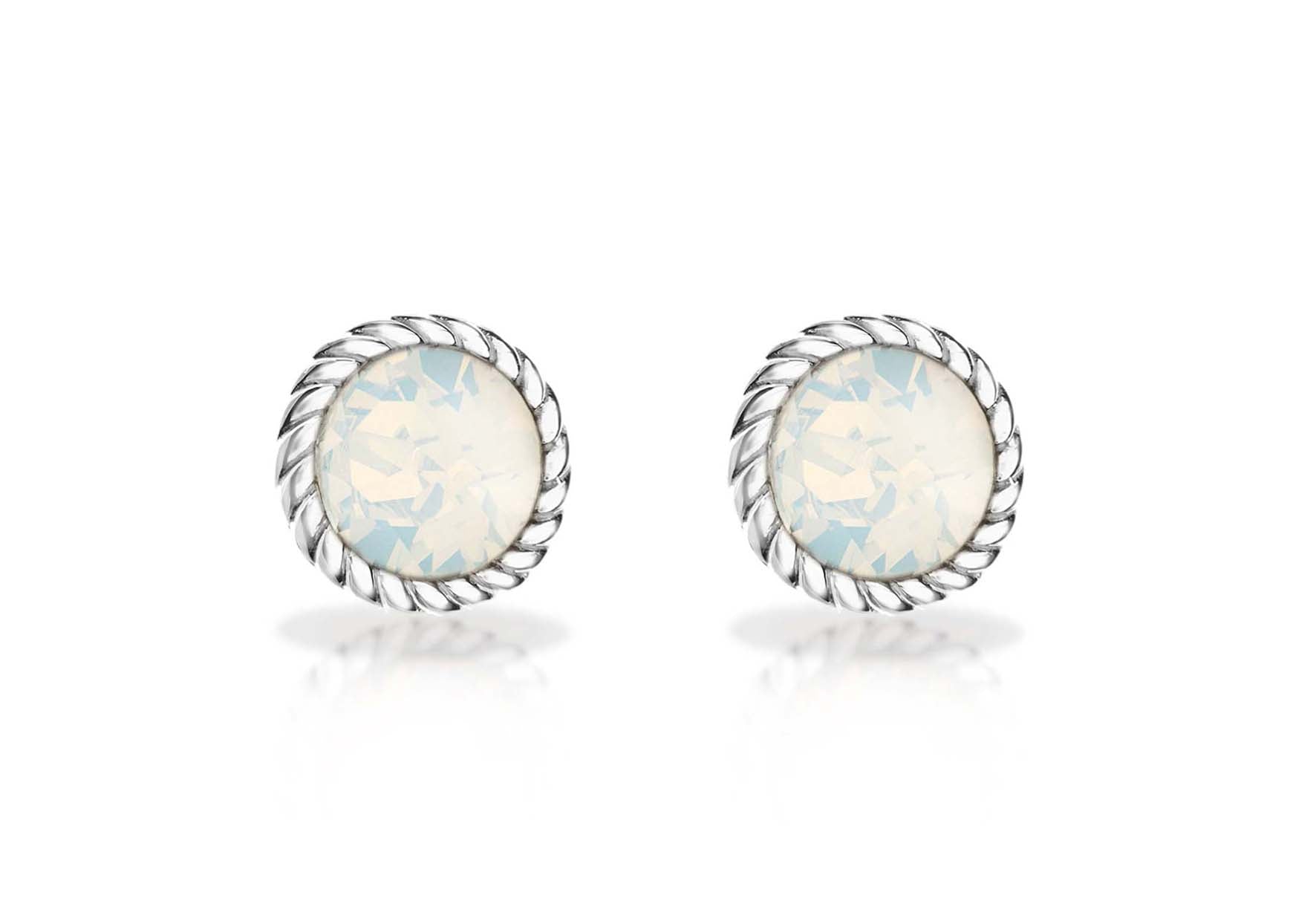 Sterling Silver Opal October Birthstone Stud Earrings
