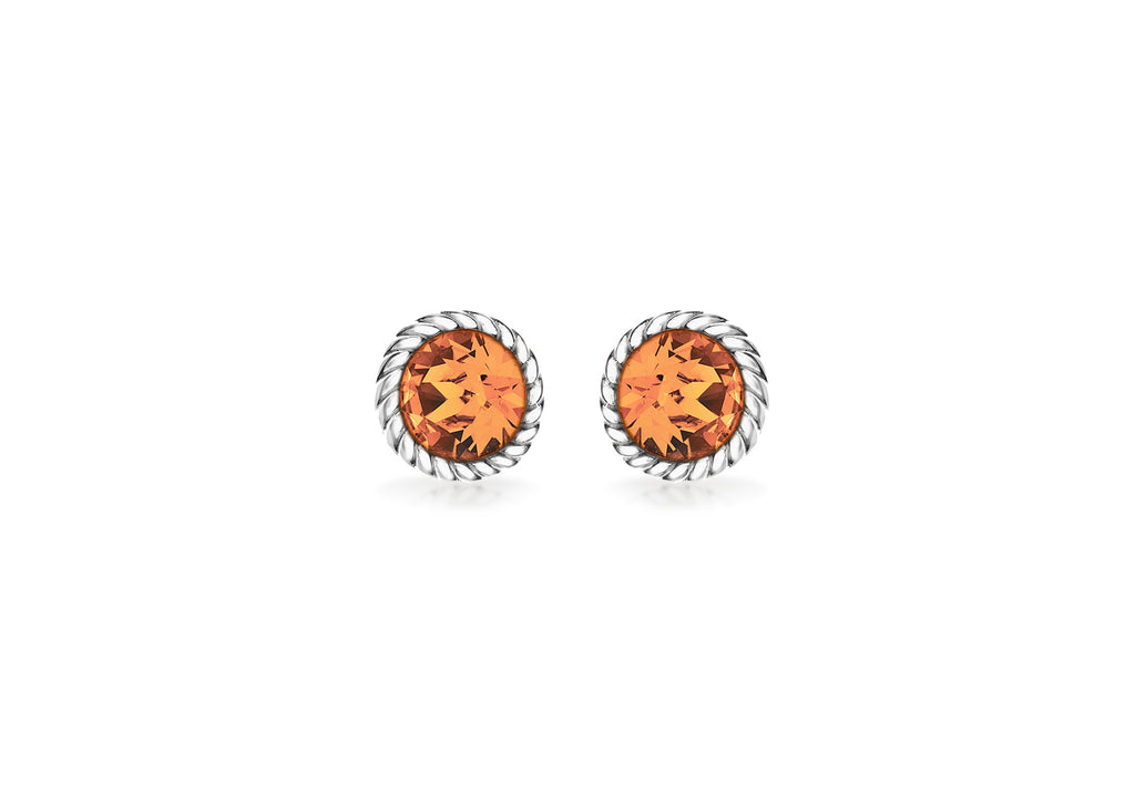 Sterling Silver Golden Yellow Swarovski Crystal November Birthstone Stud Earrings