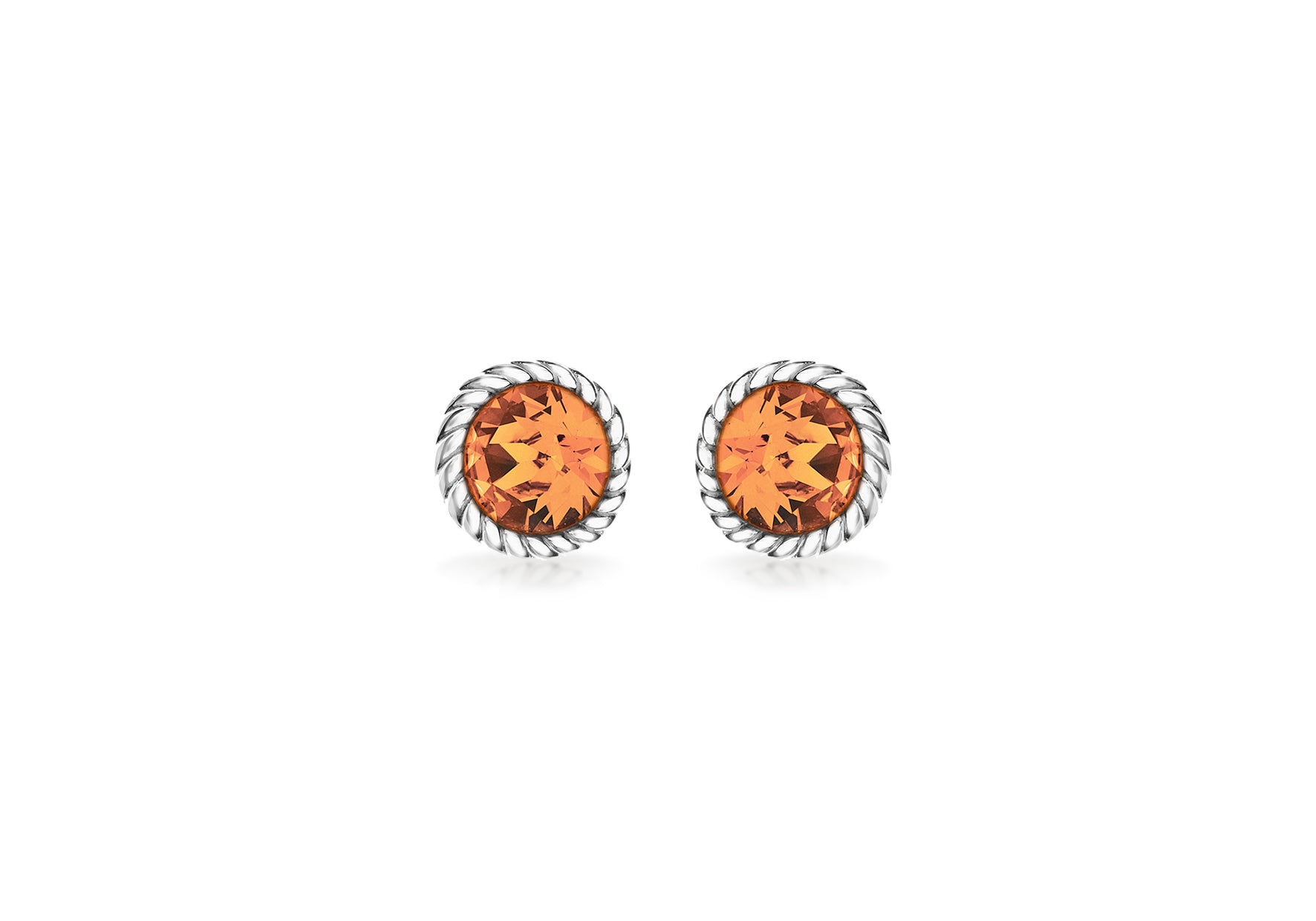 Sterling Silver Golden Yellow Swarovski Crystal November Birthstone Stud Earrings