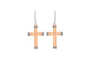 Sterling Silver Rose Gold and Rhodium Plated Twist Cross Drop Earrings
