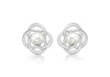 Sterling Silver Freshwater CCultured Pearl Four-Ring Knot Stud Earrings
