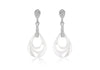 Sterling Silver Rhodium Plated White Ceramic Tear Shaped Zirconia  Teardrop Earrings