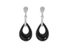 Sterling Silver Rhodium Plated Black Ceramic Zirconia Teardrop Earrings