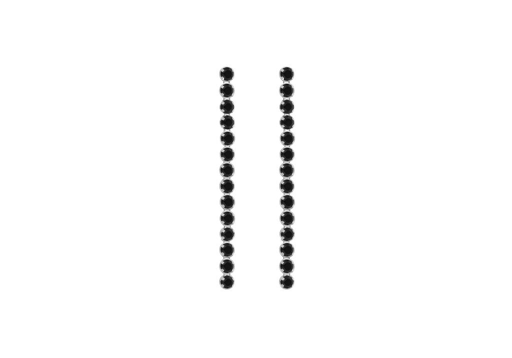 Sterling Silver Rhodium Plated Black Spinel Stone Set Drop Earrings