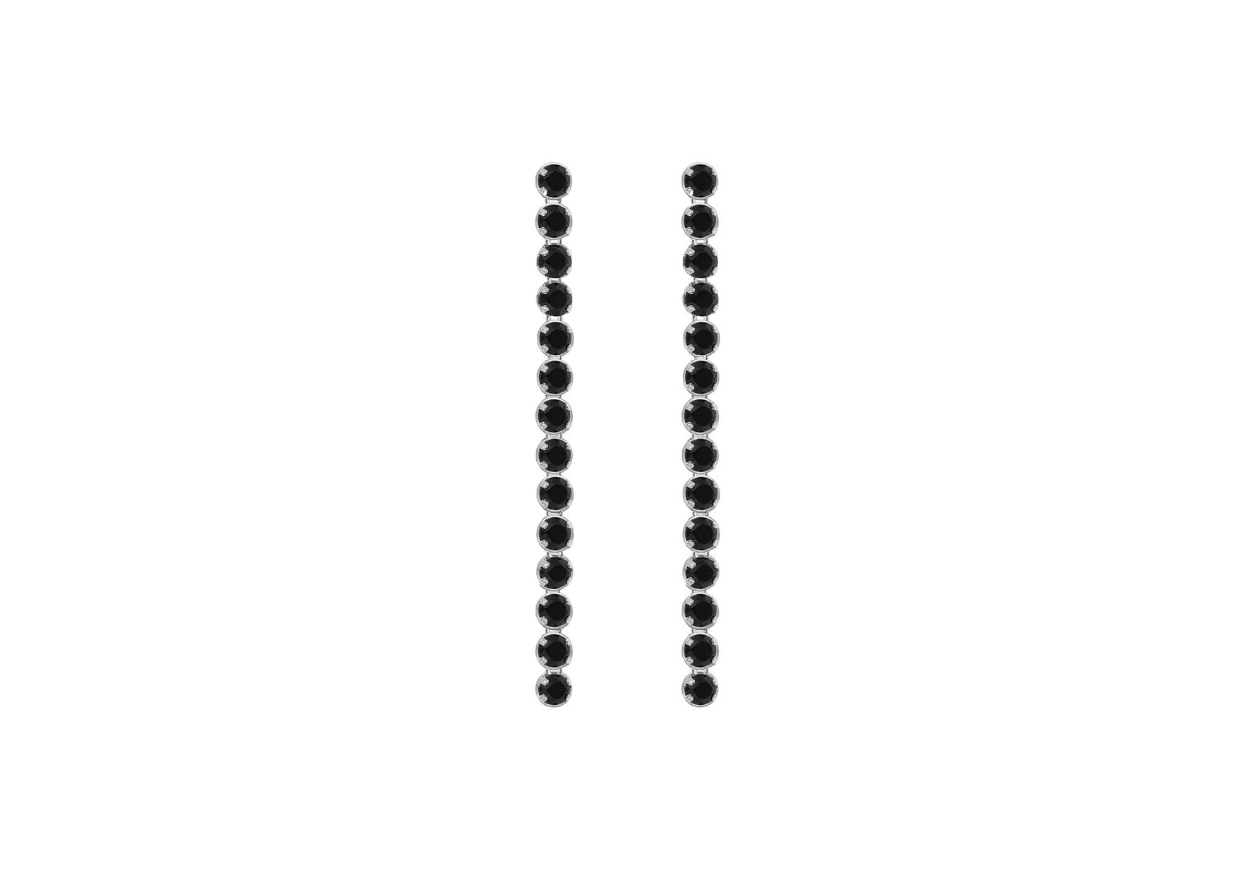 Sterling Silver Rhodium Plated Black Spinel Stone Set Drop Earrings