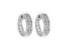 Sterling Silver Rhodium Plated Zirconia  15mm x 14mm Thin Huggy Earrings