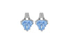 Sterling Silver Rhodium Plated White and Blue Zirconia  Stud Earrings