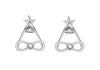 Sterling Silver Rhodium Plated Star and Zirconia  Bow Jack Earrings
