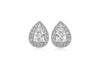 Sterling Silver Rhodium Plated White Zirconia  7.5mm x 10.5mm Teardrop Stud Earrings