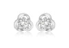 Sterling Silver Rhodium Plated Zirconia  9mm Knot Stud Earrings