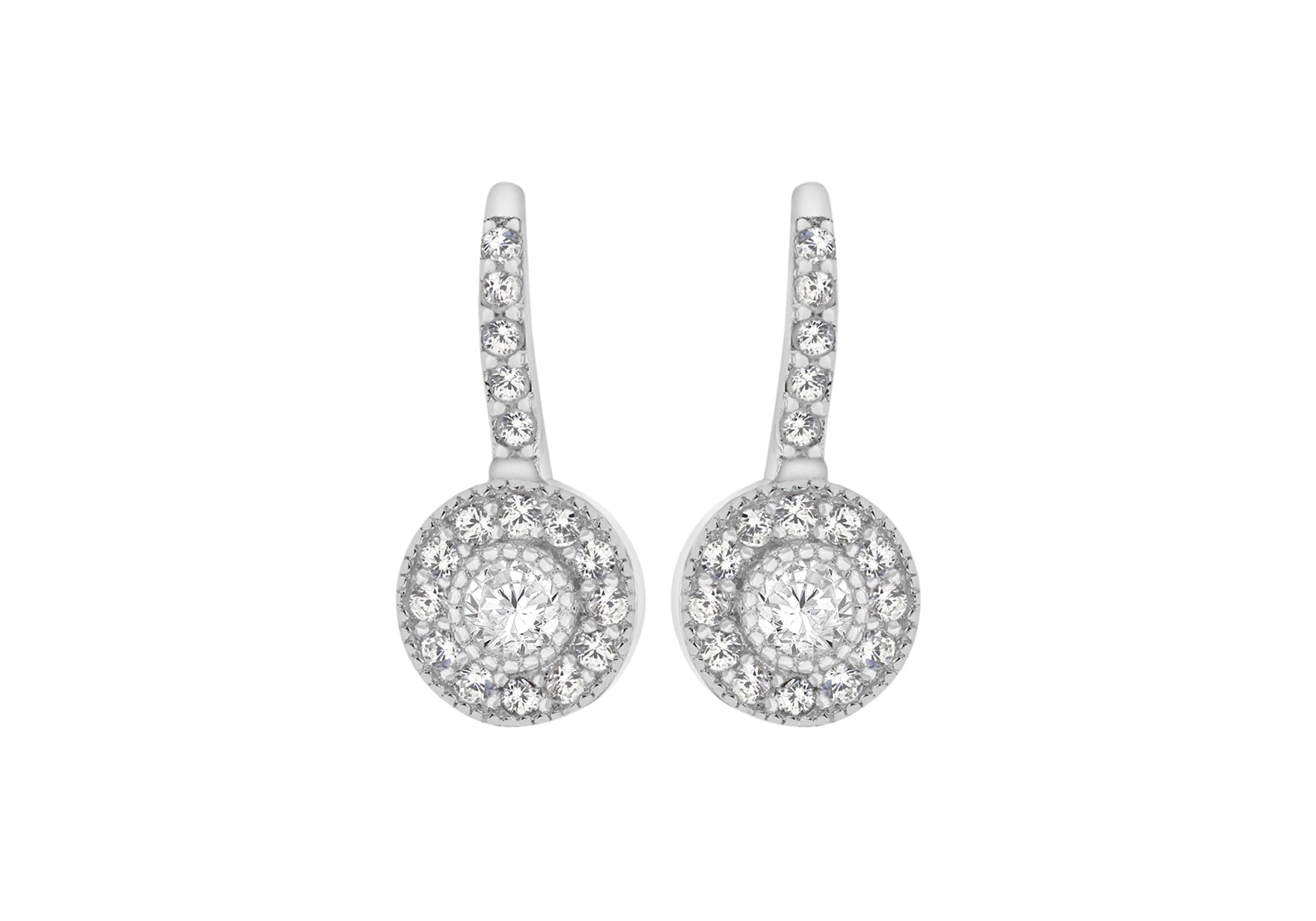 Sterling Silver Rhodium Plated Zirconia  Lever Bak Earrings