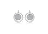 Sterling Silver Rhodium Plated Zirconia  Stone Set Disc Circle Drop Earrings