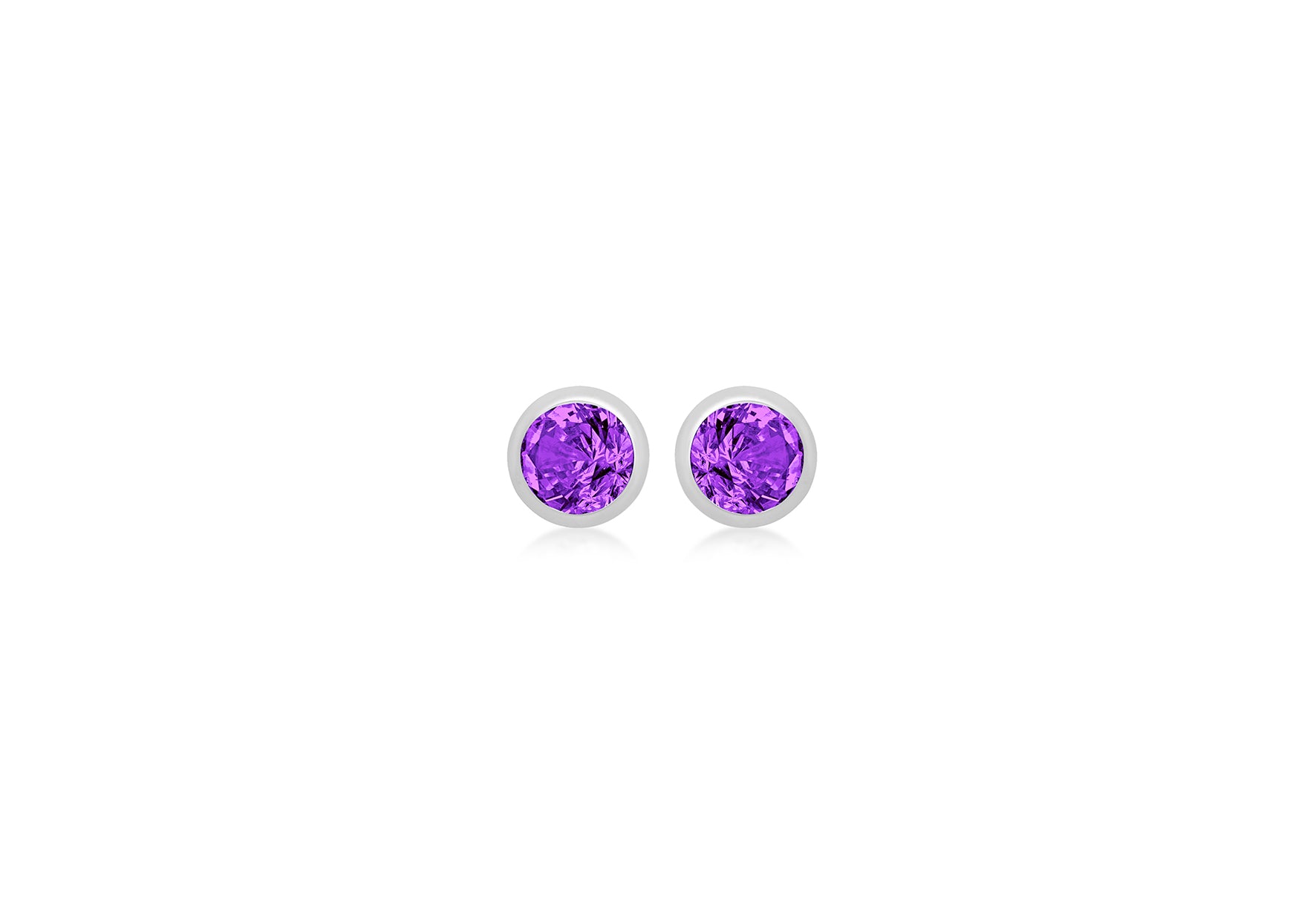 Sterling Silver Purple 3mm Zirconia  February Birthstone Stud Earrings