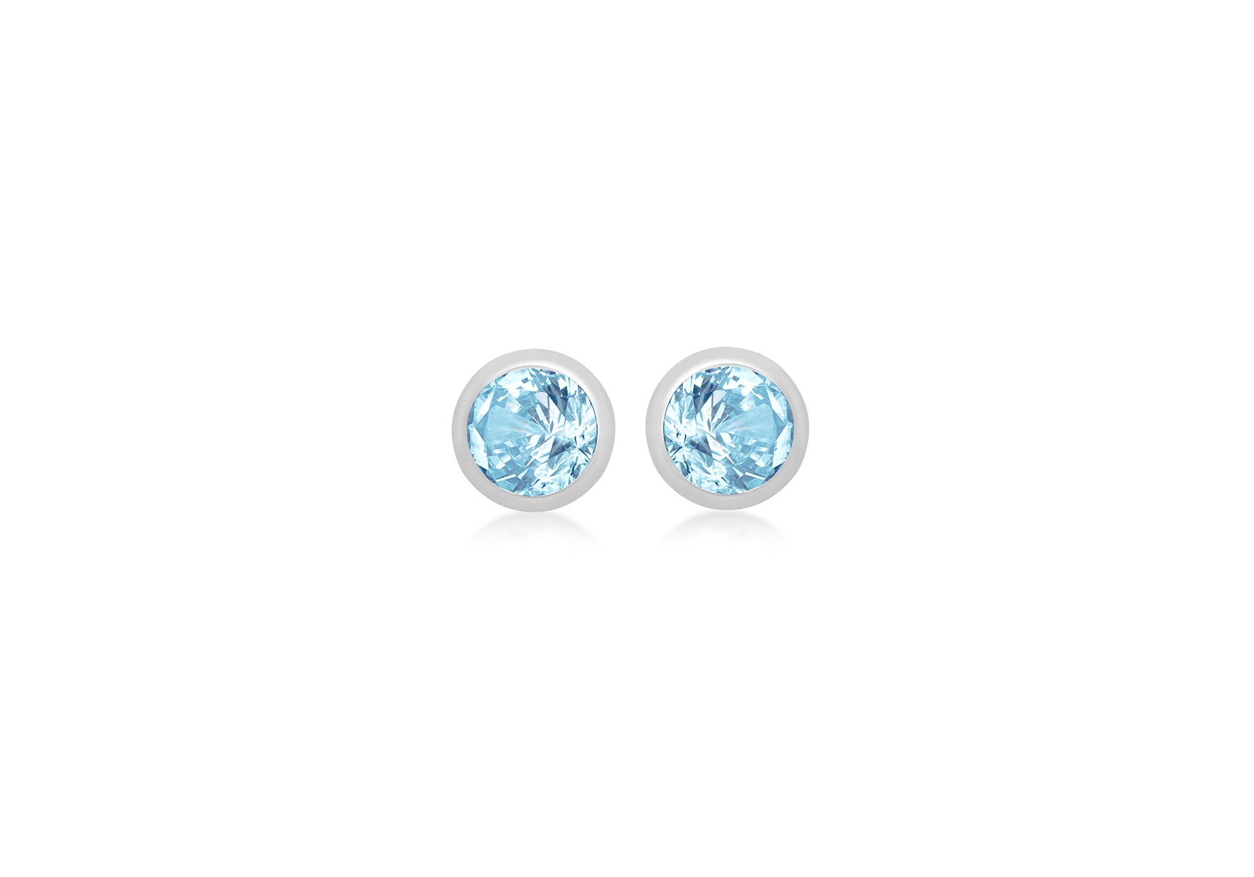 Sterling Silver Aqua Zirconia March Birthstone Stud Earrings