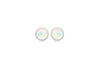 Sterling Silver White Cabochon Synthetic Opal Otober Birthstone Stud Earrings