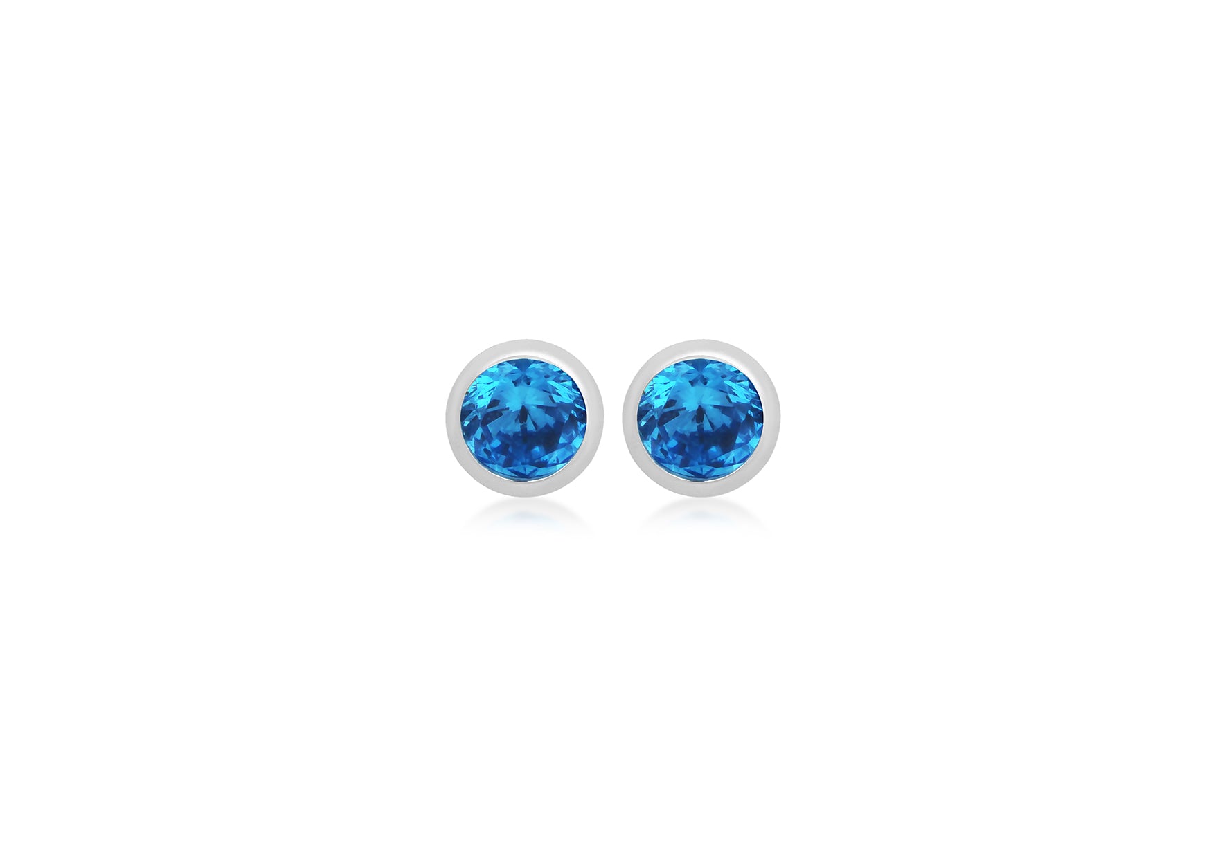 Sterling Silver Light Blue Zirconia December Birthstone Stud Earrings