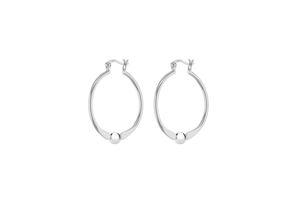 Sterling Silver Oval Ball Hoop Earrings