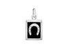 Sterling Silver Rectangular Black Enamel Horseshoe Pendant