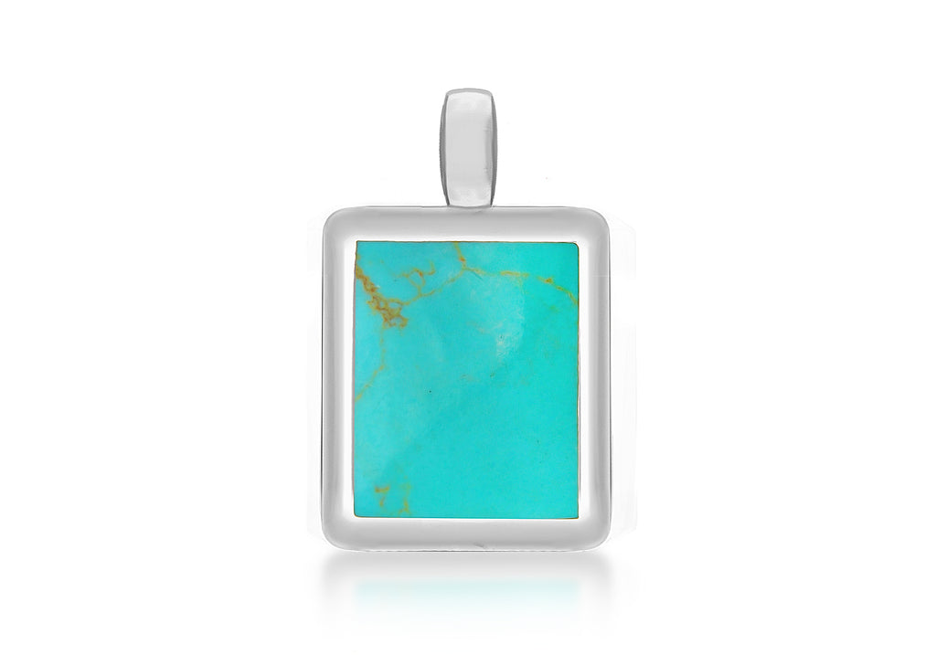 Sterling Silver Large Rectangular Turquoise Pendant