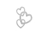 Sterling Silver Zirconia  21.3mm x 25.9mm Triple-Heart Pendant