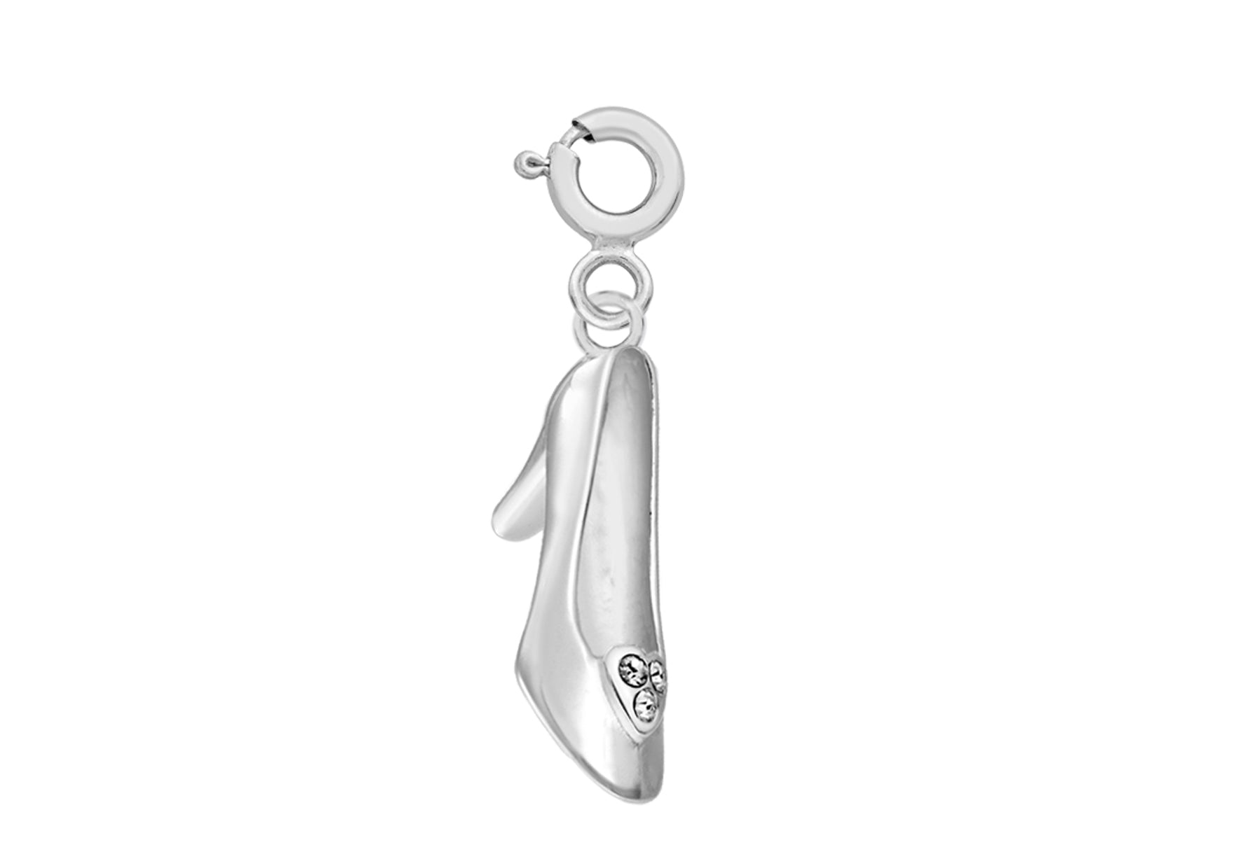 Sterling Silver Crystal Shoe Spring Ring Charm