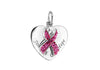 Sterling Silver Pink Crystal Heart Disc & Ribbon Pendant
