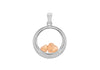 Sterling Silver Two-Tone Circle Heart Pendant