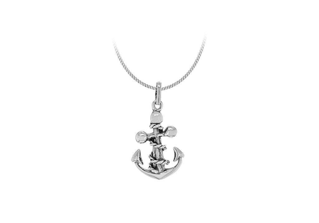 Sterling Silver Oxidised Rope Wrap Anchor Pendant