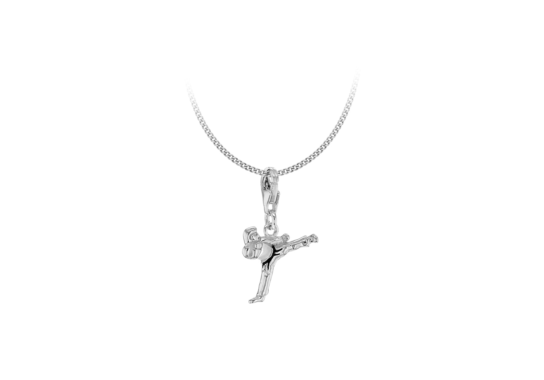 Sterling Silver & Enamel Taekwondo Charm Pendant