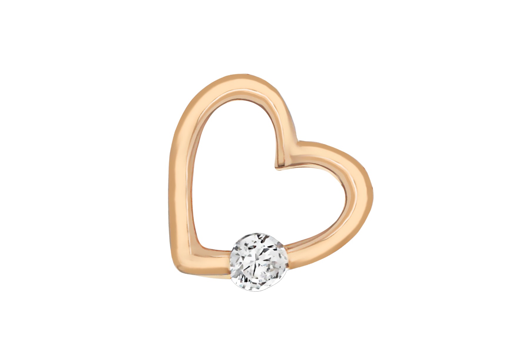 Sterling Silver Rose Gold Plated Zirconia  14mm x 13mm Floating Heart Pendant