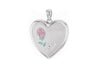 Sterling Silver Large Etched  'Mum' Rose Heart Locket