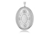 Sterling Silver Rhodium Plated 20mm Oval Flower Locket Pendant