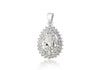 Sterling Silver White Zirconia  Stone Set Cluster Teardrop Pendant